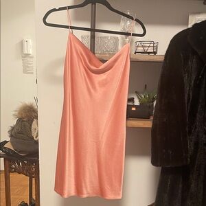 Alice + Olivia Coral Satin Mini Dress